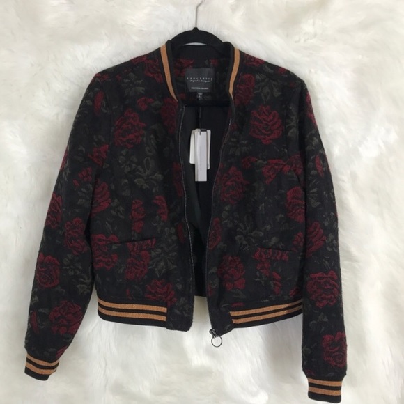 Sanctuary Red Black Floral Bomber Jacket - Picture 3 of 7